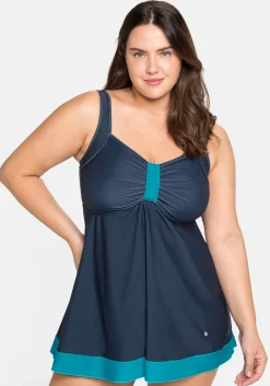 Tankini-Oberteil mit Kontrastdetails, in Longform