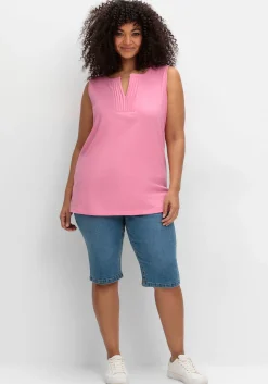 Tanktop aus Jersey, mit Biesen am Ausschnitt