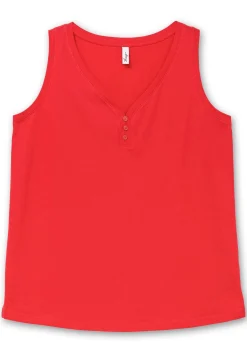 Tanktop mit V-Ausschnitt und Zierknopfleiste