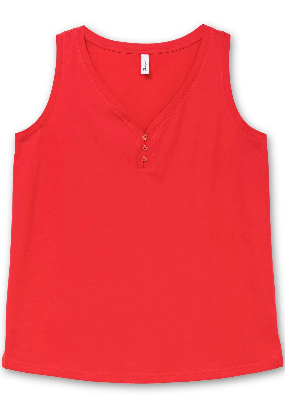 Tanktop mit V-Ausschnitt und Zierknopfleiste