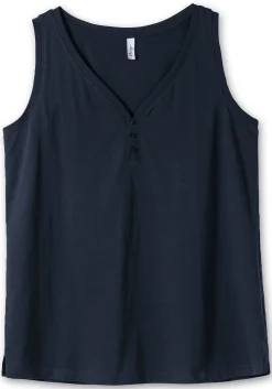 Tanktop mit V-Ausschnitt und Zierknopfleiste