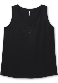 Tanktop mit V-Ausschnitt und Zierknopfleiste