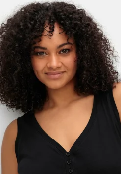 Tanktop mit V-Ausschnitt und Zierknopfleiste