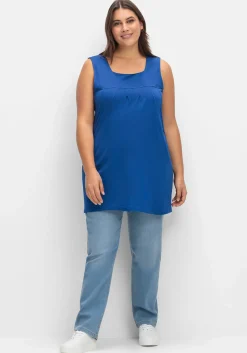 Top in A-Linie, mit Karree-Ausschnitt und Taschen