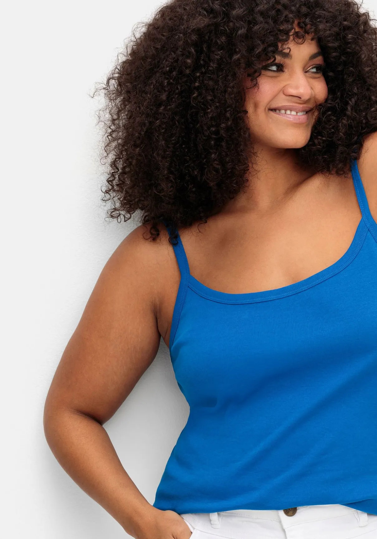 Top mit Spaghettiträgern, in Rippqualität