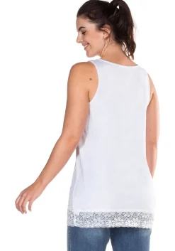 Top mit Spitzenbordüre am Saum