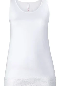 Top mit Spitzenbordüre am Saum