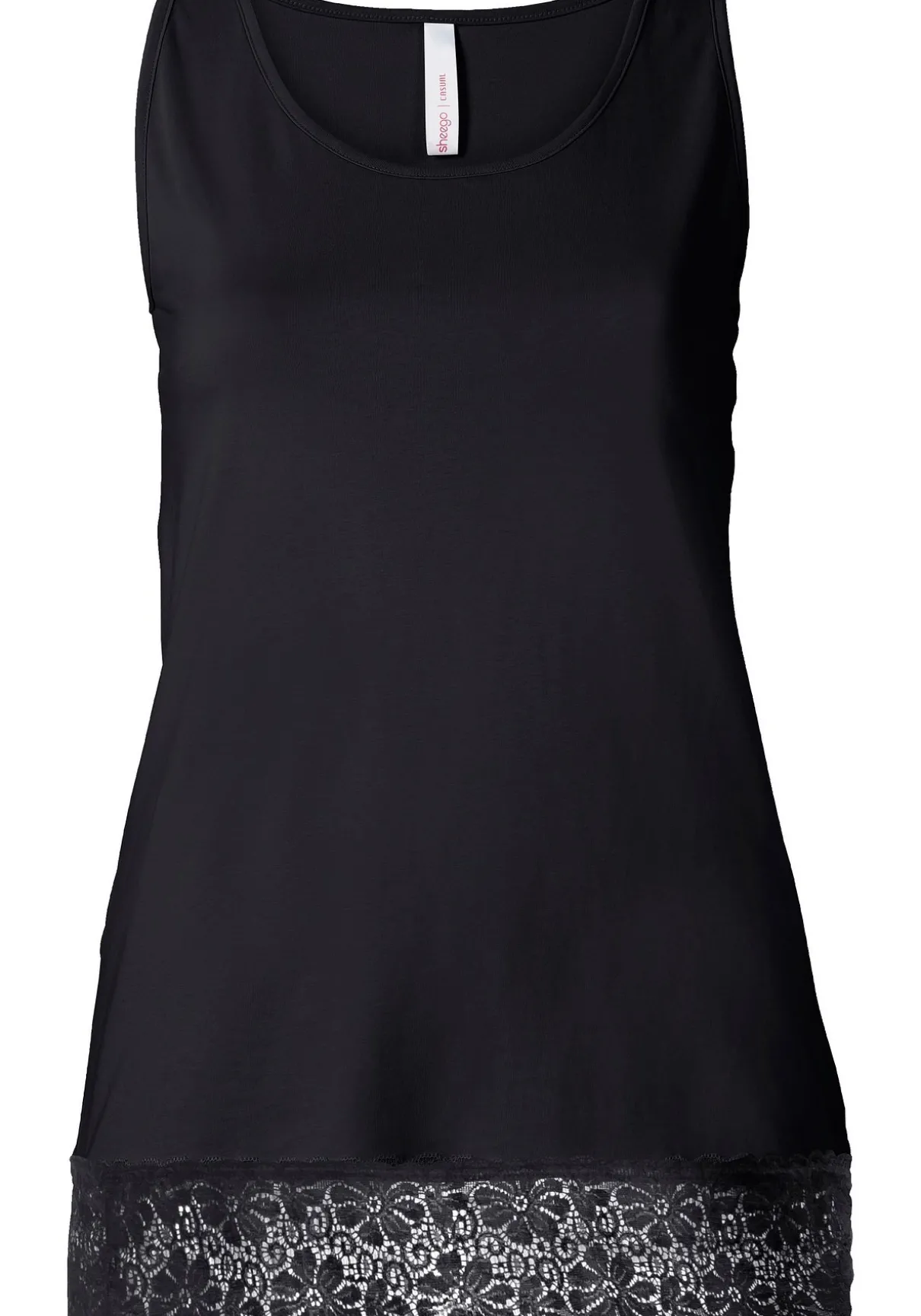 Top mit Spitzenbordüre am Saum