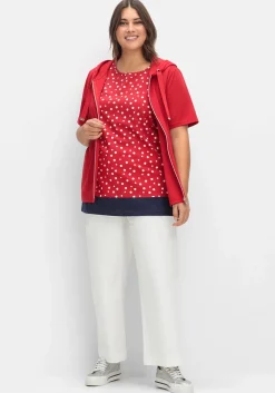 Top mit Tupfen-Alloverdruck