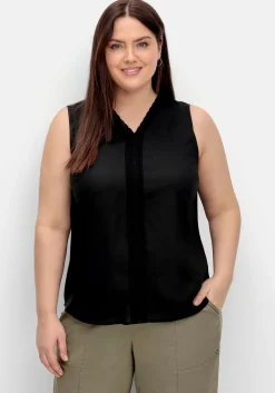 Top mit V-Ausschnitt und Häkelspitze