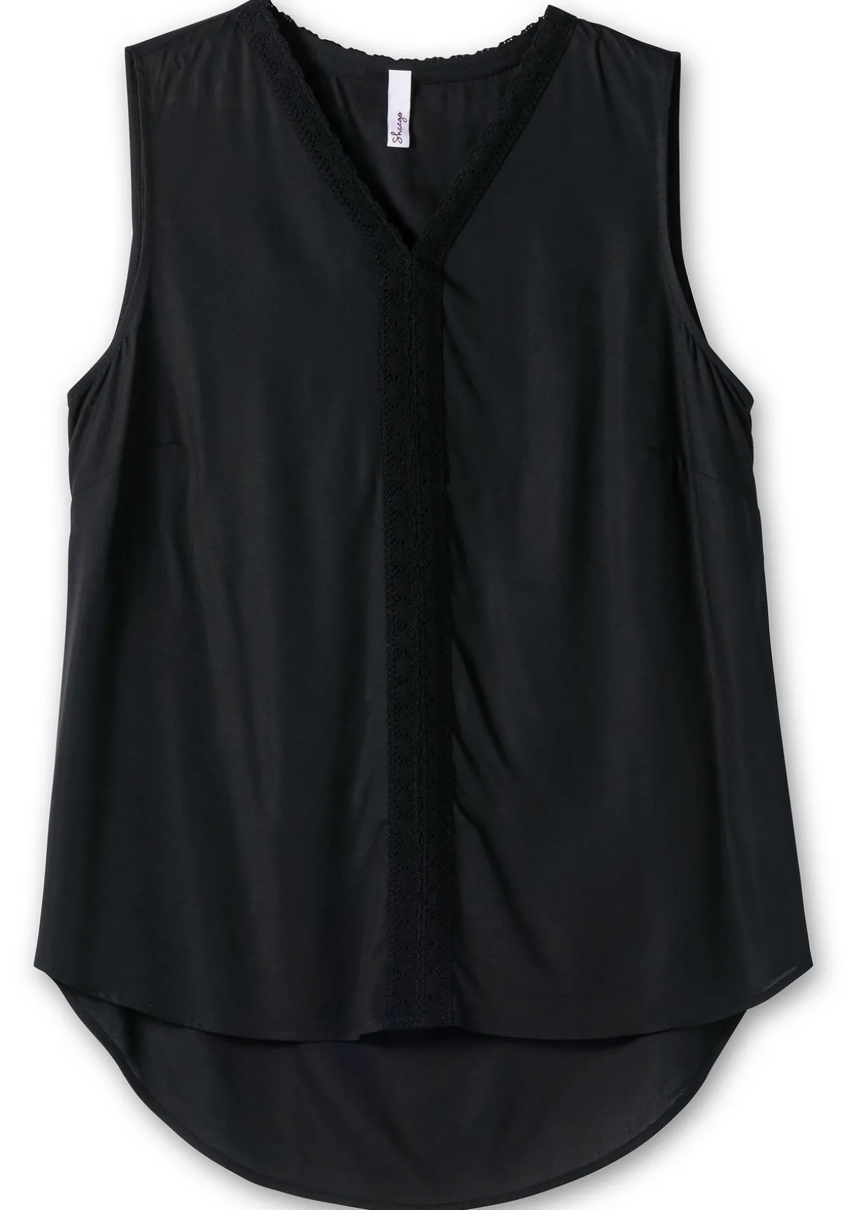 Top mit V-Ausschnitt und Häkelspitze