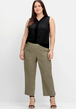 Top mit V-Ausschnitt und Häkelspitze