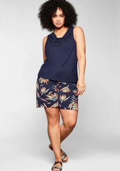 Top mit Wasserfallkragen und Gummibund