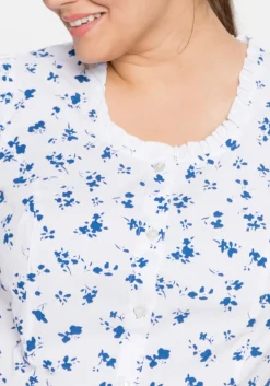 Trachtenbluse mit schmaler Rüsche und Puffärmeln