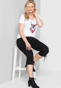 Trachtenshirt mit Hirsch-Druck und Kurzarm