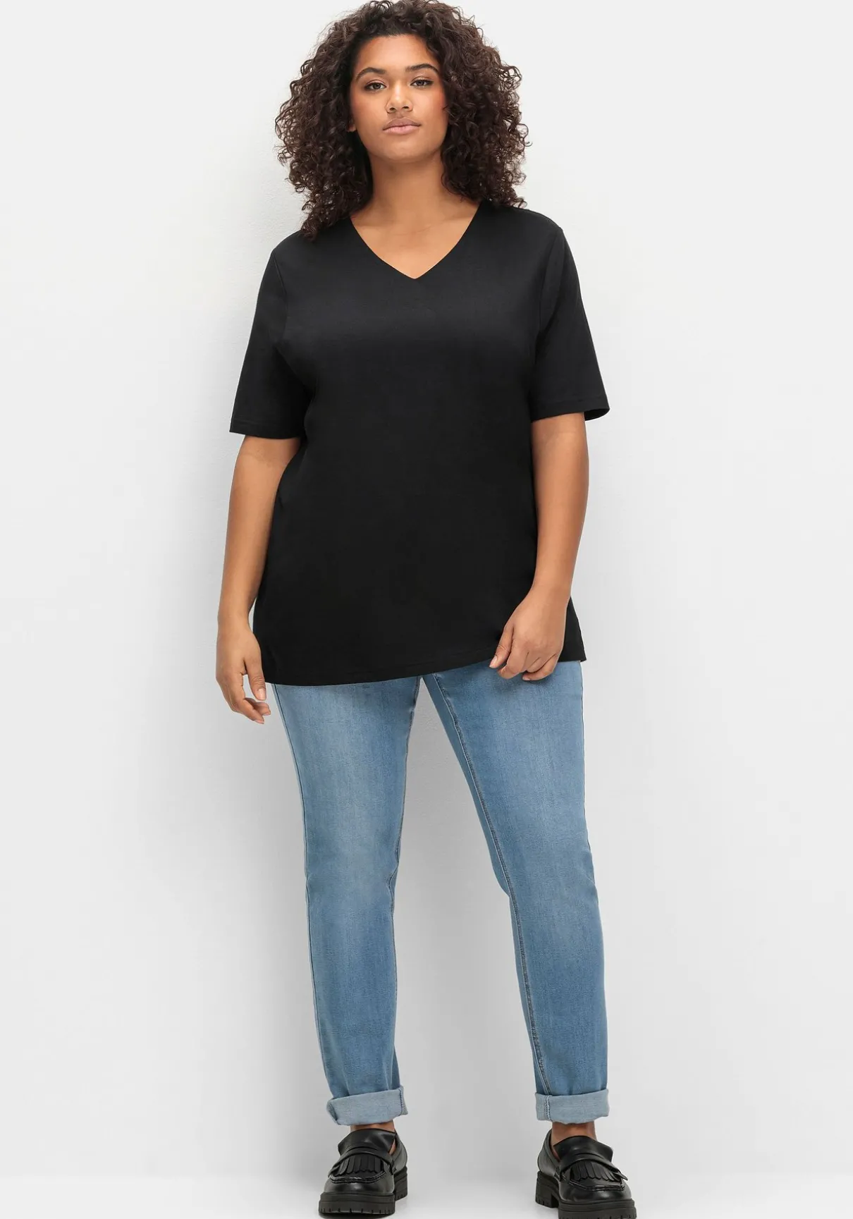 T-Shirt mit doppellagigem Vorderteil