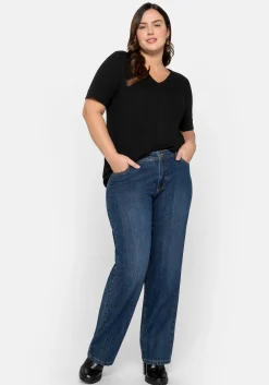 T-Shirt mit gesteppter Falte vorn, aus Jersey