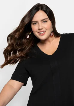 T-Shirt mit gesteppter Falte vorn, aus Jersey