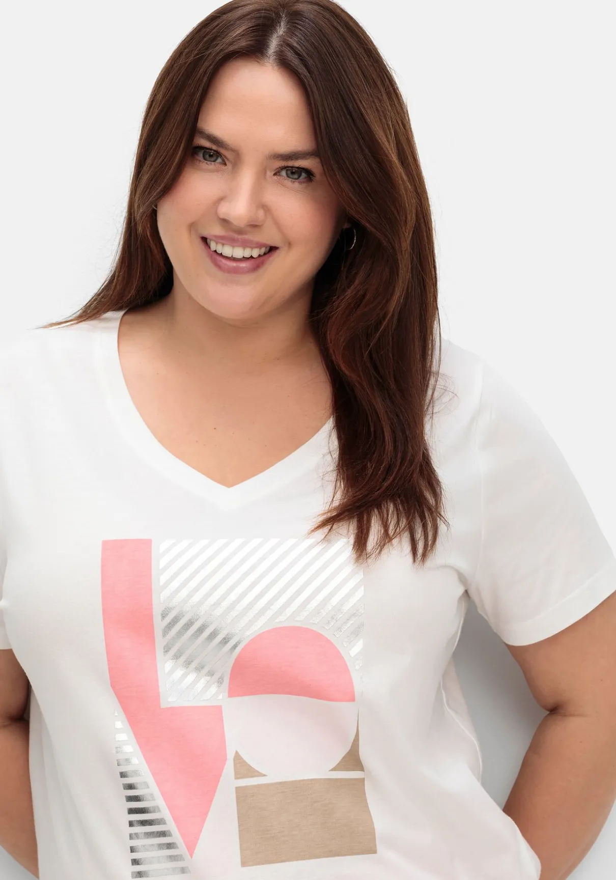 T-Shirt mit Grafikprint und V-Ausschnitt