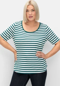 T-Shirt mit Streifen und Rundhalsausschnitt