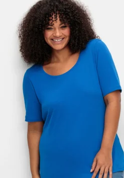 T-Shirt mit tiefem Ausschnitt und längerem Ärmel