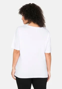 T-Shirt mit tiefem Ausschnitt und längerem Ärmel