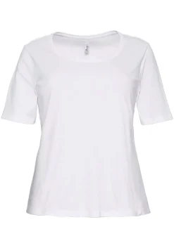 T-Shirt mit tiefem Ausschnitt und längerem Ärmel