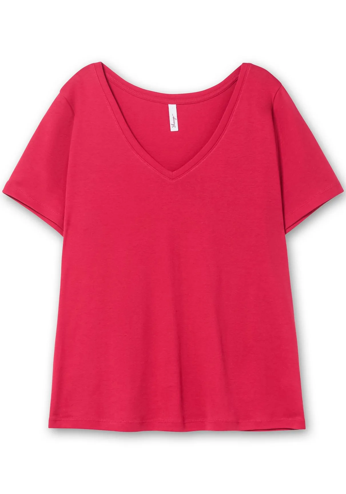 T-Shirt mit V-Ausschnitt, in Rippqualität