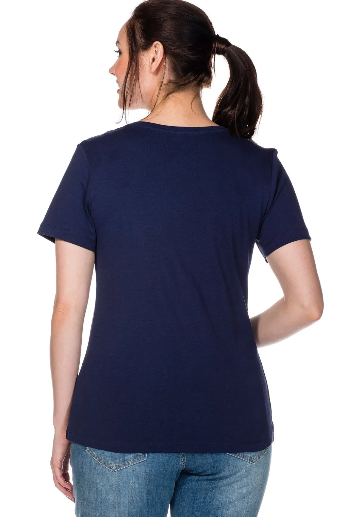 T-Shirt mit V-Ausschnitt, in Rippqualität