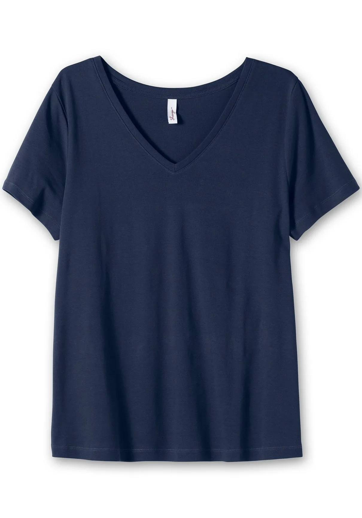 T-Shirt mit V-Ausschnitt, in Rippqualität