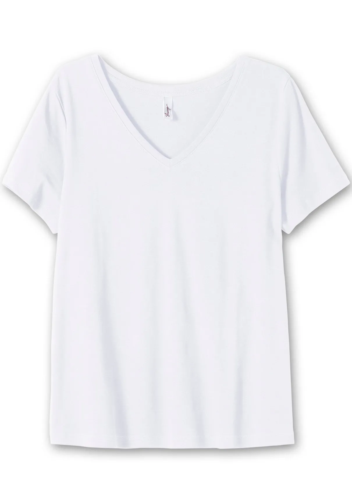 T-Shirt mit V-Ausschnitt, in Rippqualität