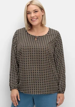 Tunika aus Crêpe, mit Grafik-Alloverdruck