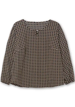 Tunika aus Crêpe, mit Grafik-Alloverdruck