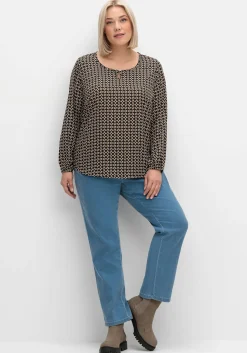 Tunika aus Crêpe, mit Grafik-Alloverdruck