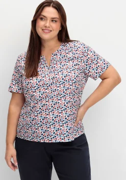 Tunika aus Crêpe mit Herzchen-Alloverdruck