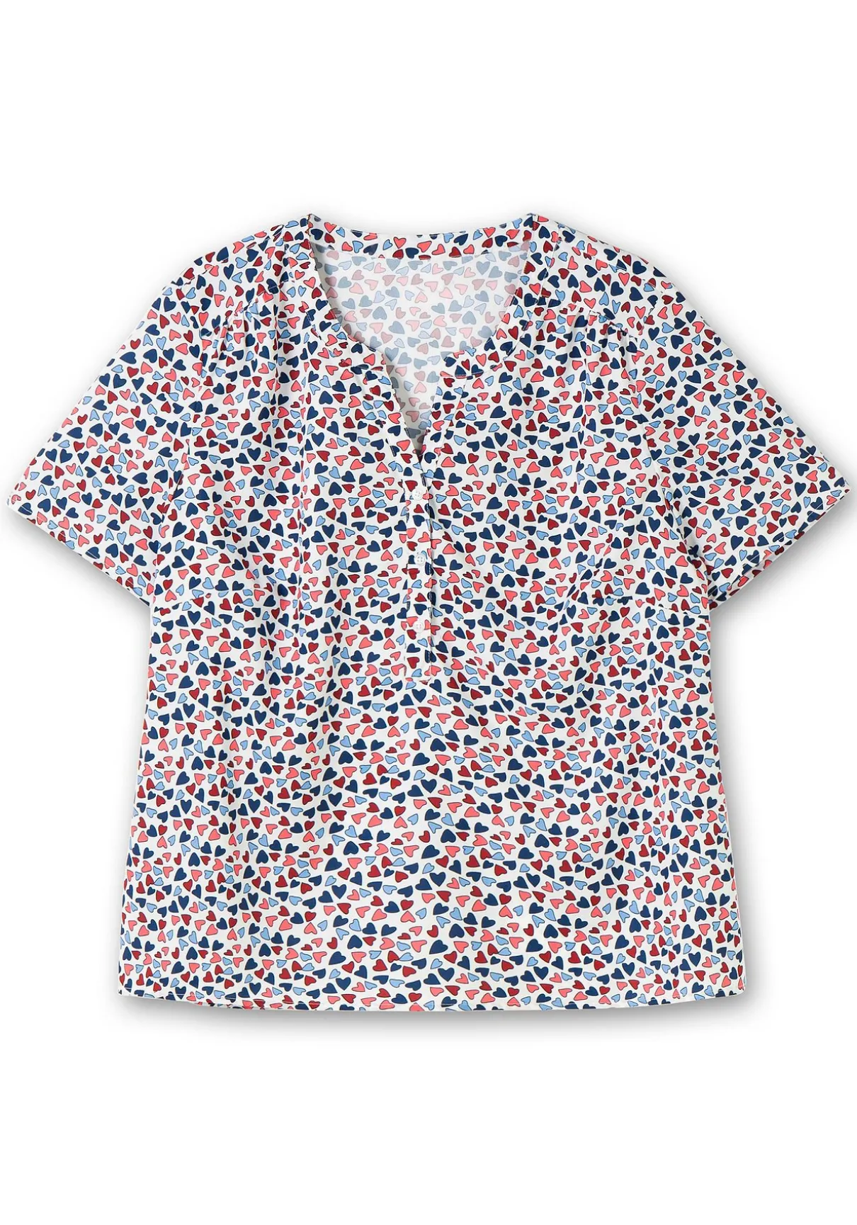 Tunika aus Crêpe mit Herzchen-Alloverdruck