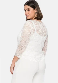 Tunika aus fein glänzender Spitze, mit Innentop