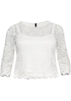 Tunika aus fein glänzender Spitze, mit Innentop