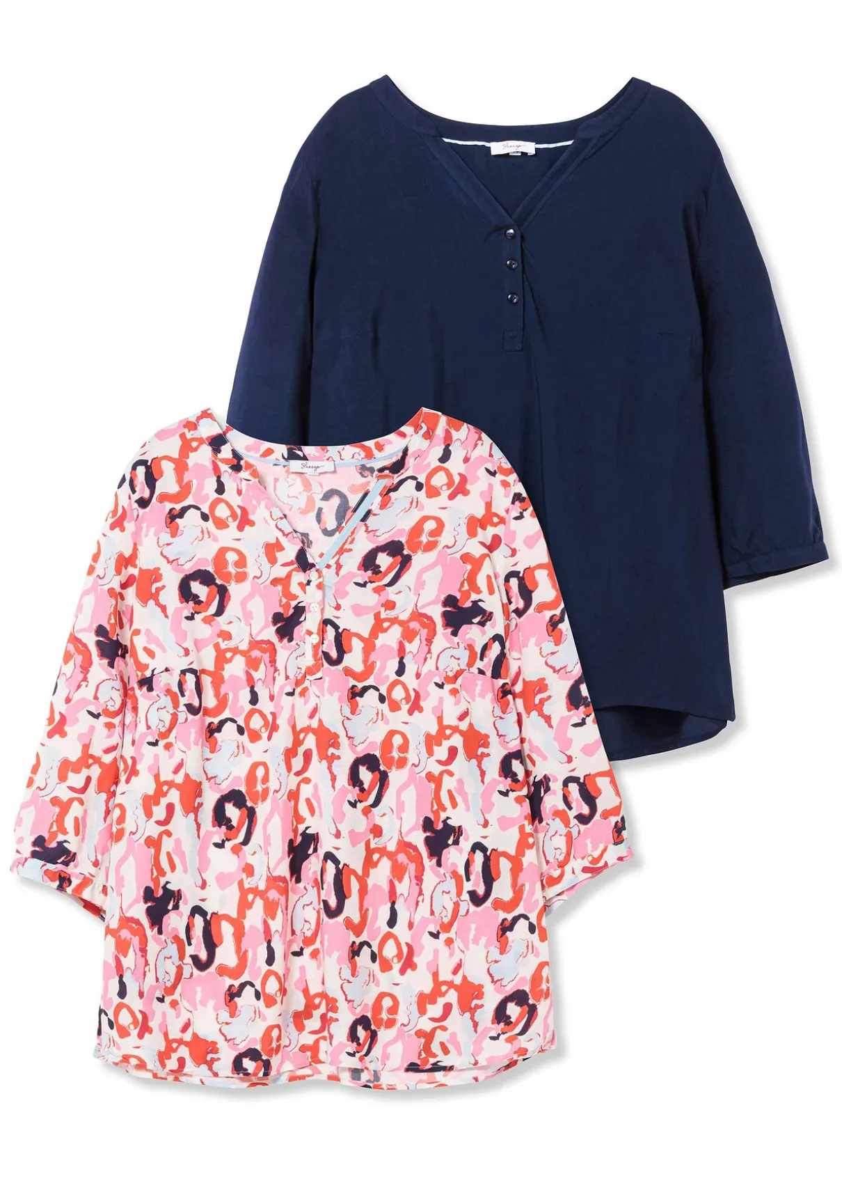 Tunika im Doppelpack, uni und gemustert