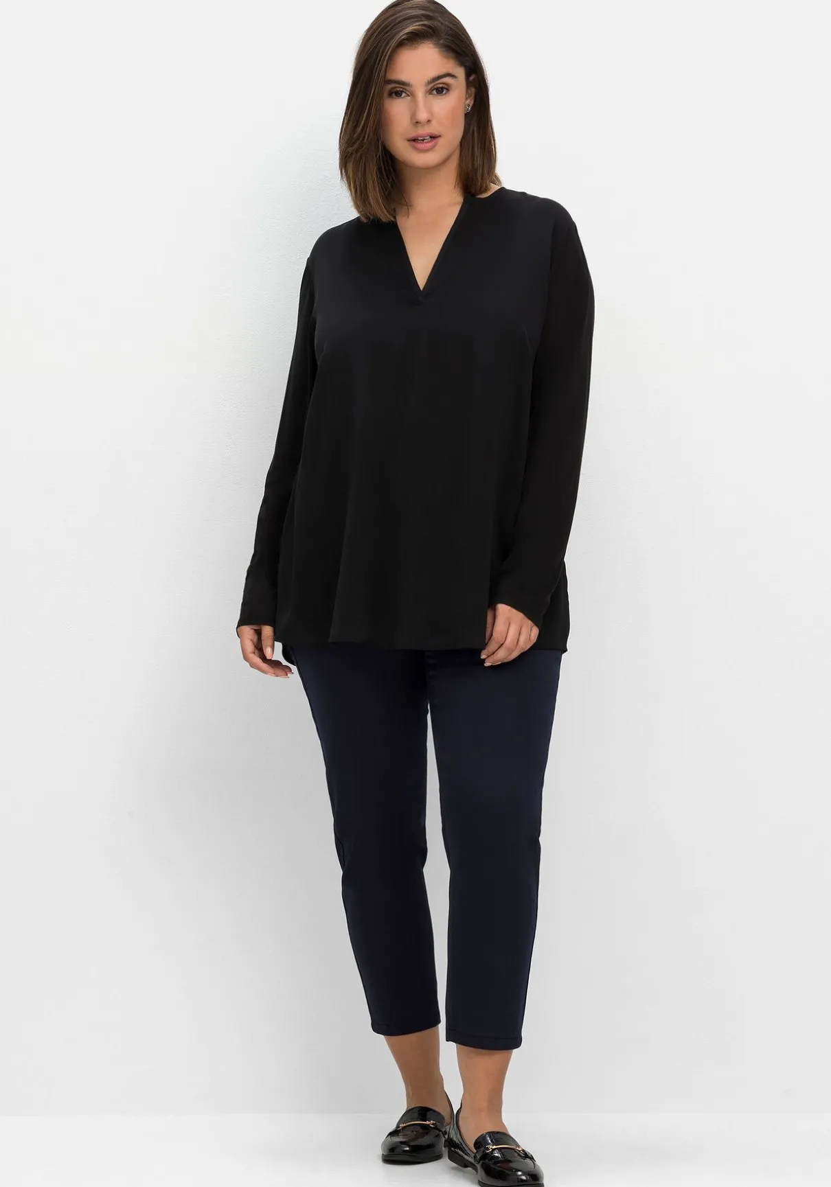 Tunika im Lagenlook aus Chiffon und Jersey