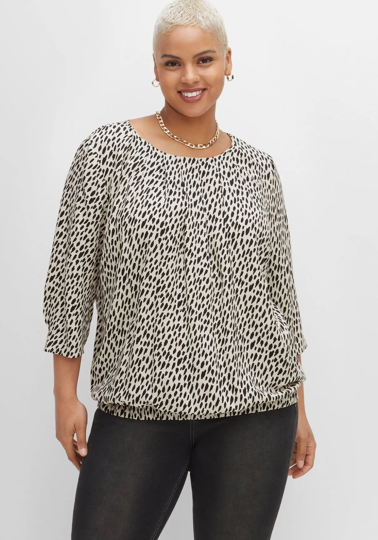 Tunika im Leo-Print, mit Saum-Gummizug