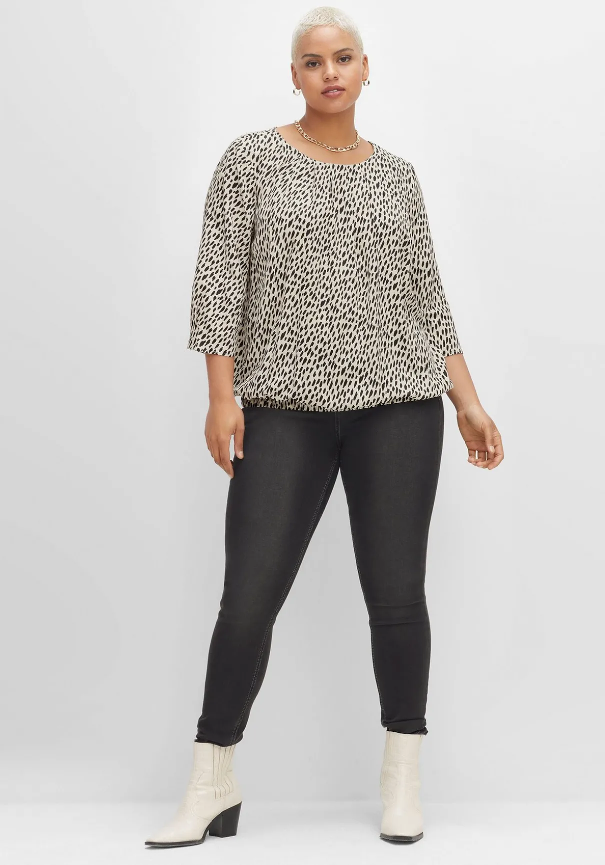 Tunika im Leo-Print, mit Saum-Gummizug
