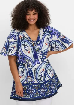 Tunika in A-Linie, im Mustermix, mit Flügelärmeln