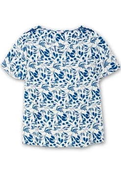 Tunika in A-Linie, mit Flügelärmeln und Blätterprint