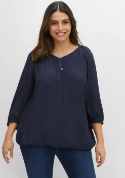 Tunika in Crinkle-Optik, mit Saum-Gummizug