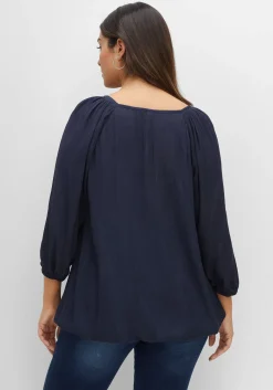 Tunika in Crinkle-Optik, mit Saum-Gummizug