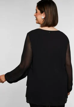 Tunika 2-in-1 Optik, mit Pailletten am Saum, aus Chiffon