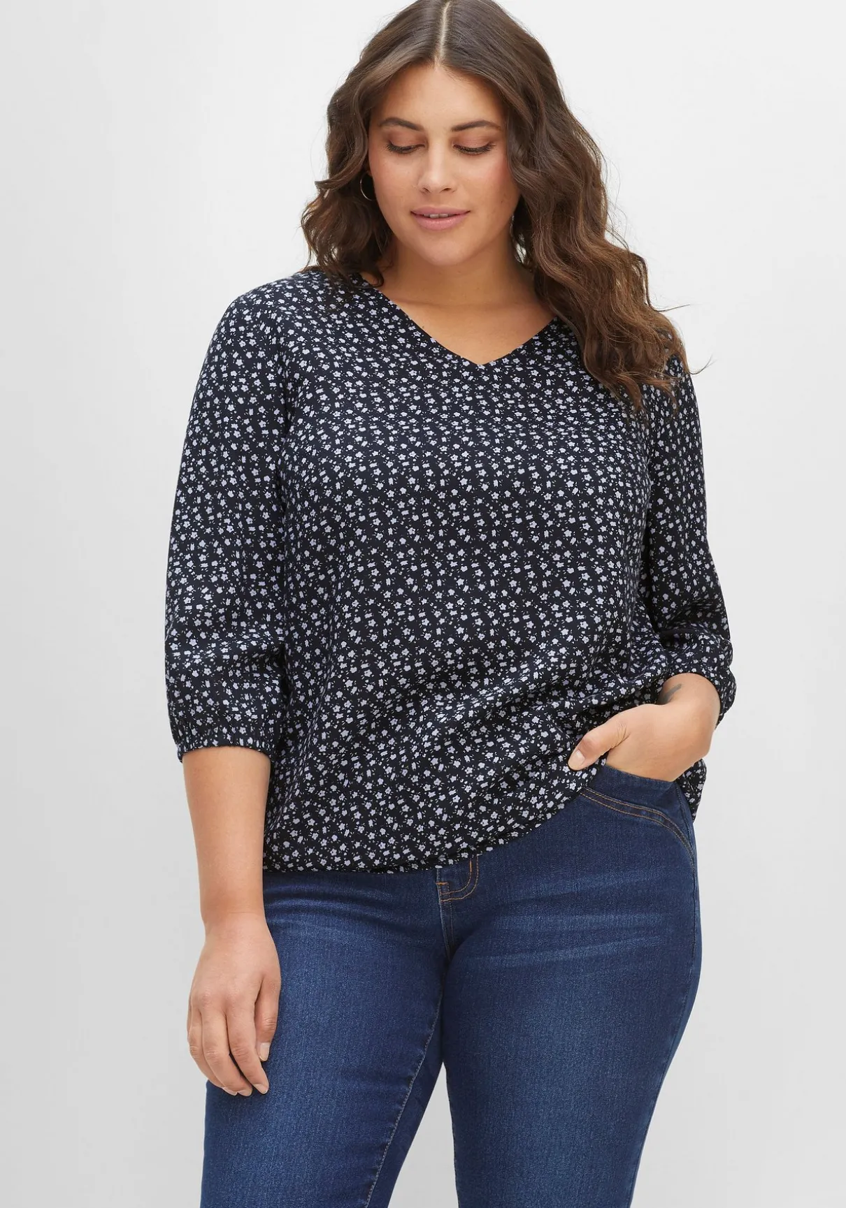 Tunika in Schlupfform, mit Blumenprint