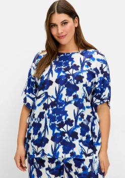 Tunika in Zipfelform, mit Blumendruck