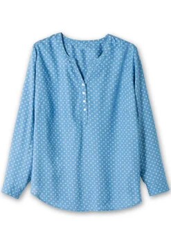 Tunika mit Alloverdruck und Krempelärmeln